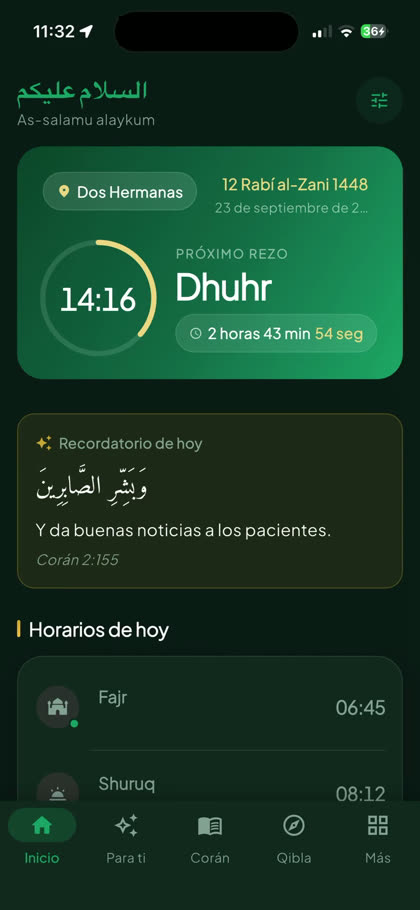 Pantalla de inicio